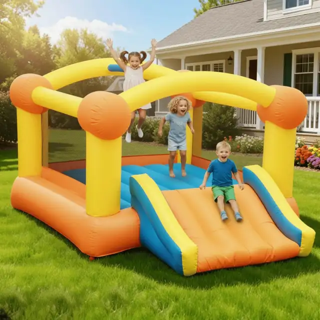 Bounce House Castle Rental with Slide and Basketball Hoop - Photo 3
