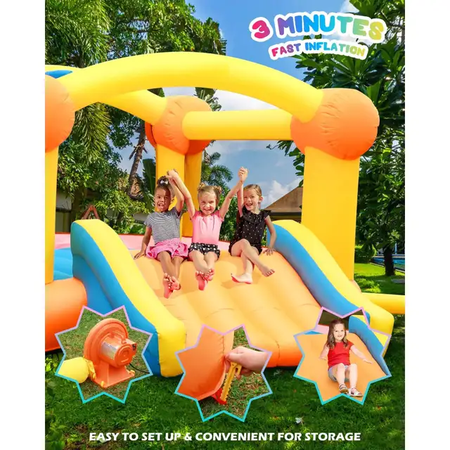 Bounce House Castle Rental with Slide and Basketball Hoop - Photo 4
