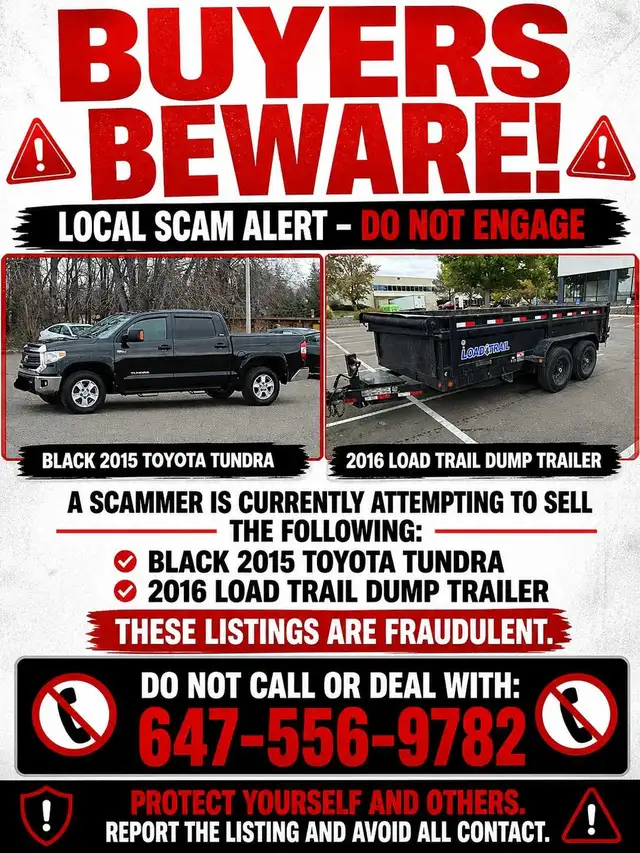 BEWARE - SCAMMER SELLING BLACK 2015 TOYOTA TUNDRA/DUMP TRA