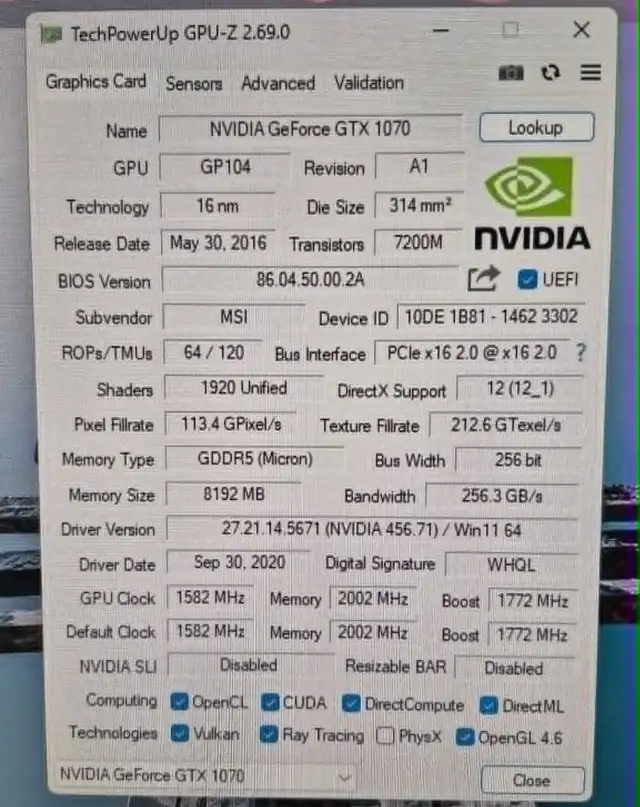 MSI GTX 1070 GAMING X 8GB – TESTED / VERIFIED – CLEAN – $160 - Photo 7