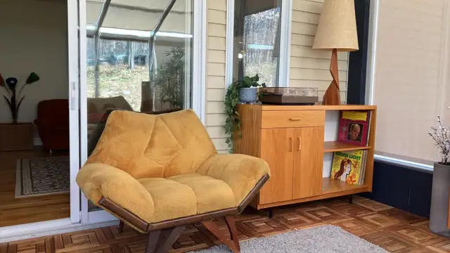 Mid century. Crédence, buffet disque vinyle. Teak Teck lamp NOT - Photo 2