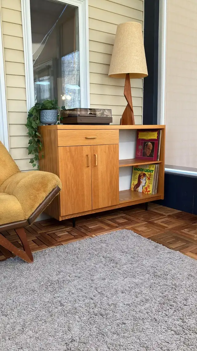 Mid century. Crédence, buffet disque vinyle. Teak Teck lamp NOT - Photo 3