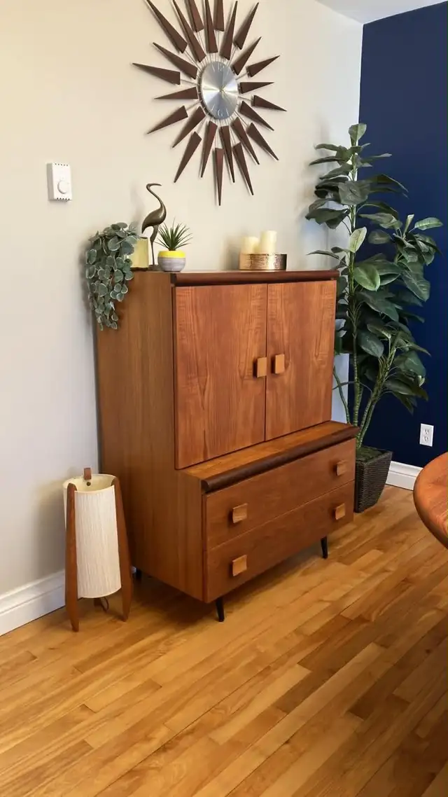 Mid century. TEAK TECK meubles. Lampe / Crédence, buffet disque - Photo 5
