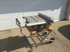 RIDGID 10' TABLESAW WITH WHEELED STAND & ACCESSORIES