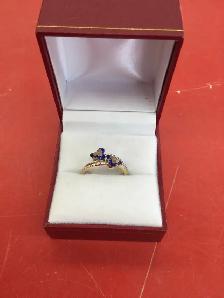 bague en or  fleurs bleues - Photo 2