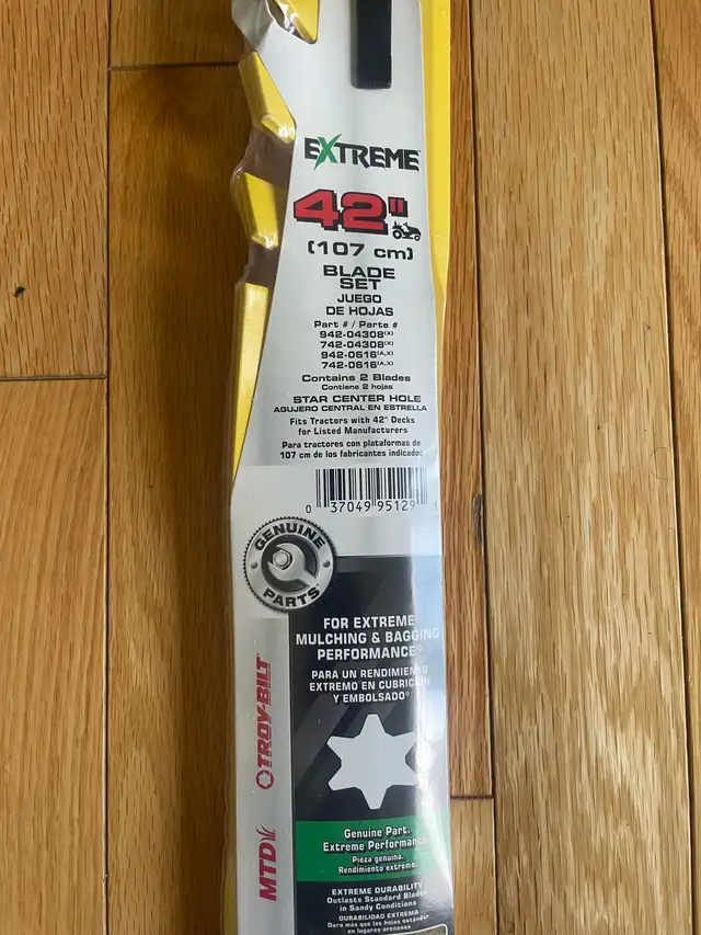 New MTD 42' Blade Set - sealed unopened - Photo 2