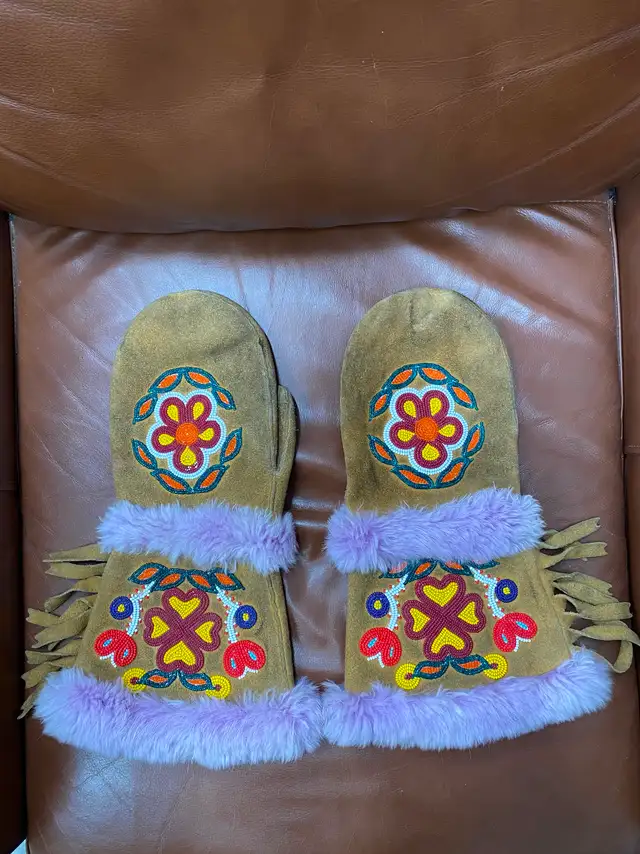 Authentic Indigenous Beaded Gauntlets from Northern Manitoba