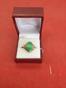 bague en or 14k à pierre verte - Photo 2