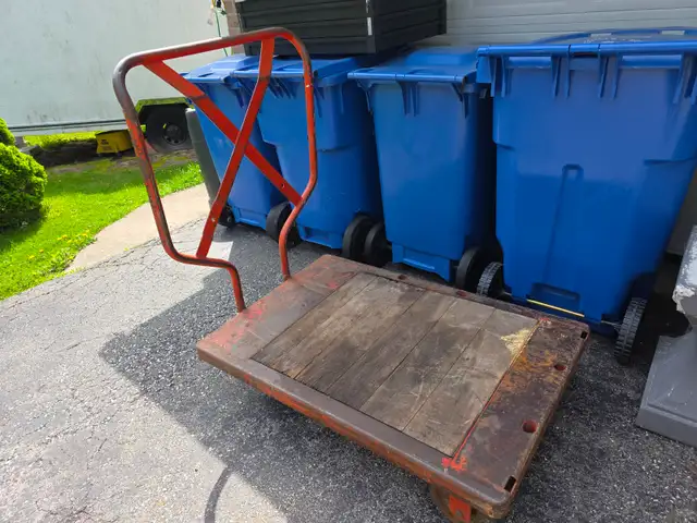 Heavy Duty HD Platform Cart Railroad Industrial Steel &Wood Cart - Photo 2