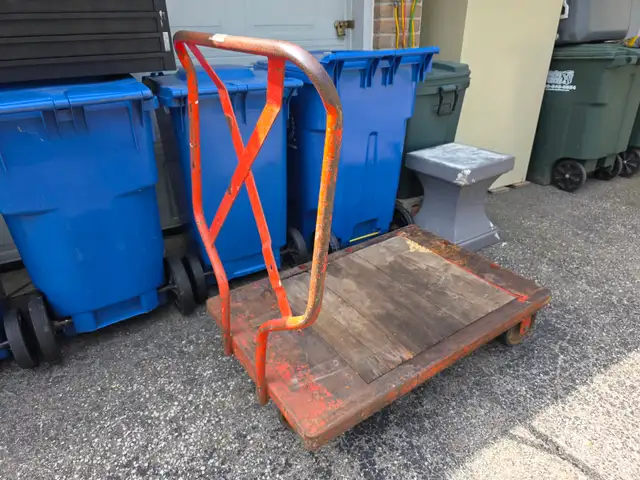Heavy Duty HD Platform Cart Railroad Industrial Steel &Wood Cart - Photo 5