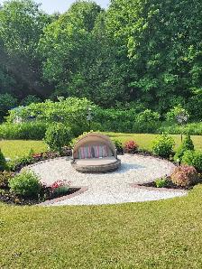 Wicker Rattan round retractable canopy Daybed