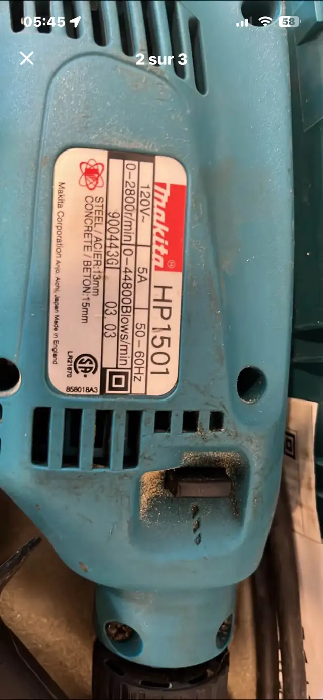 Drill a percussion 15mm (9/16') Makita - Photo 2