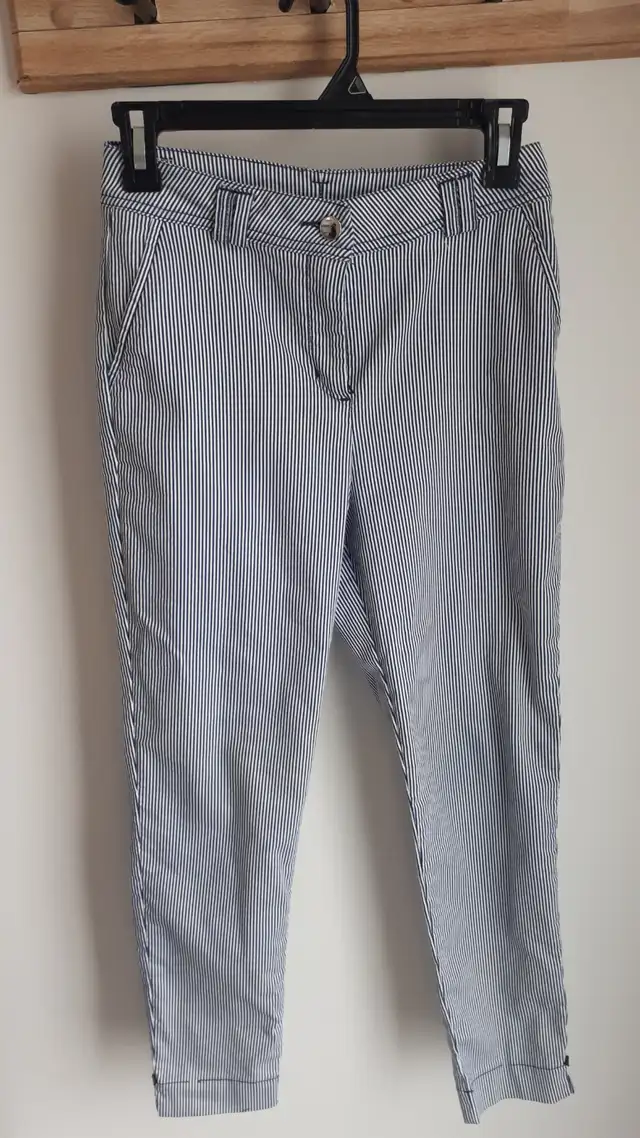 Pantalon stretchy ligné bleu