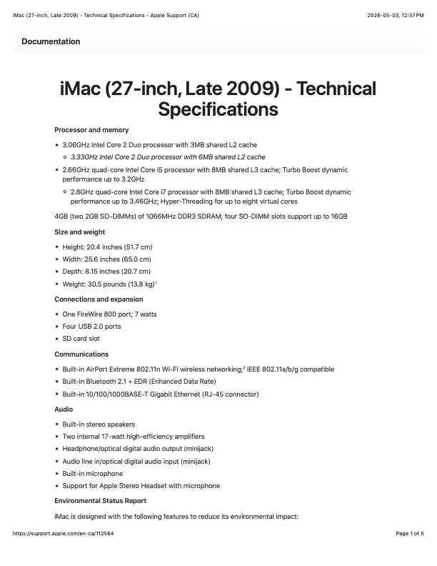 Apple iMac - 27 Inch Late 2009 - Photo 10