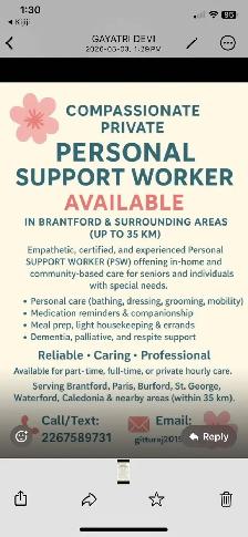 Personal Support Worker/PSW/HSW