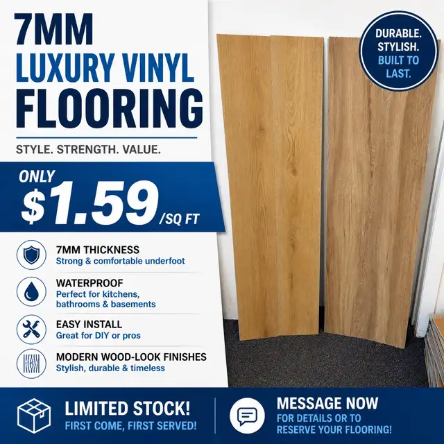 7mm luxury vinyl floor ($1.59/sf)