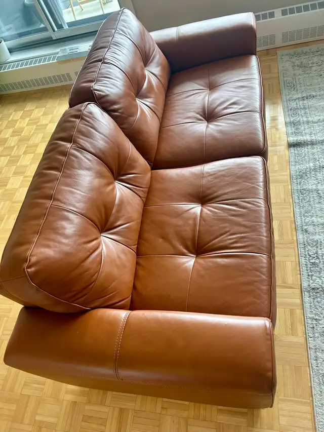 Custom Made Full Grain Genuine Leather Sofa - Photo 2
