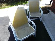 4 STEEL SEATED LAWN CHAIRS