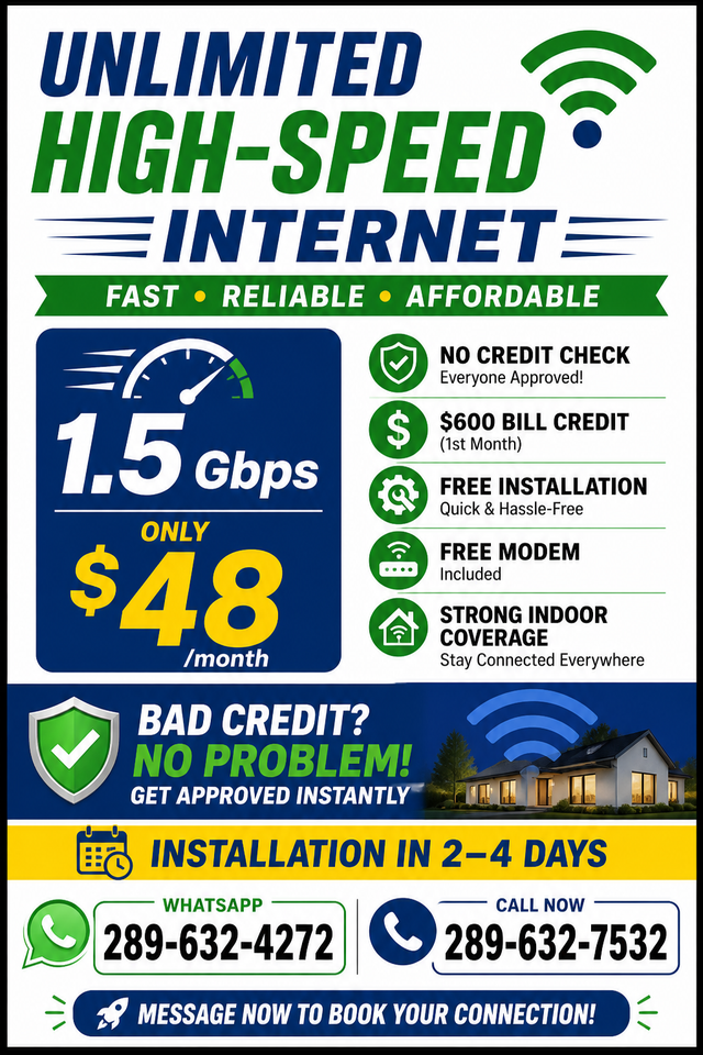 UNLIMITED DATA $48/MON WITH HIGH-SPEED INTERNET