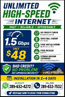 UNLIMITED DATA $48/MON WITH HIGH-SPEED INTERNET