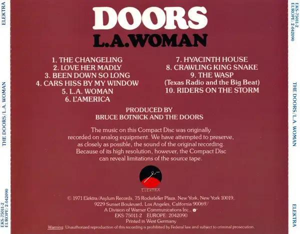 The Doors L.A. Woman CD Rare - Photo 3