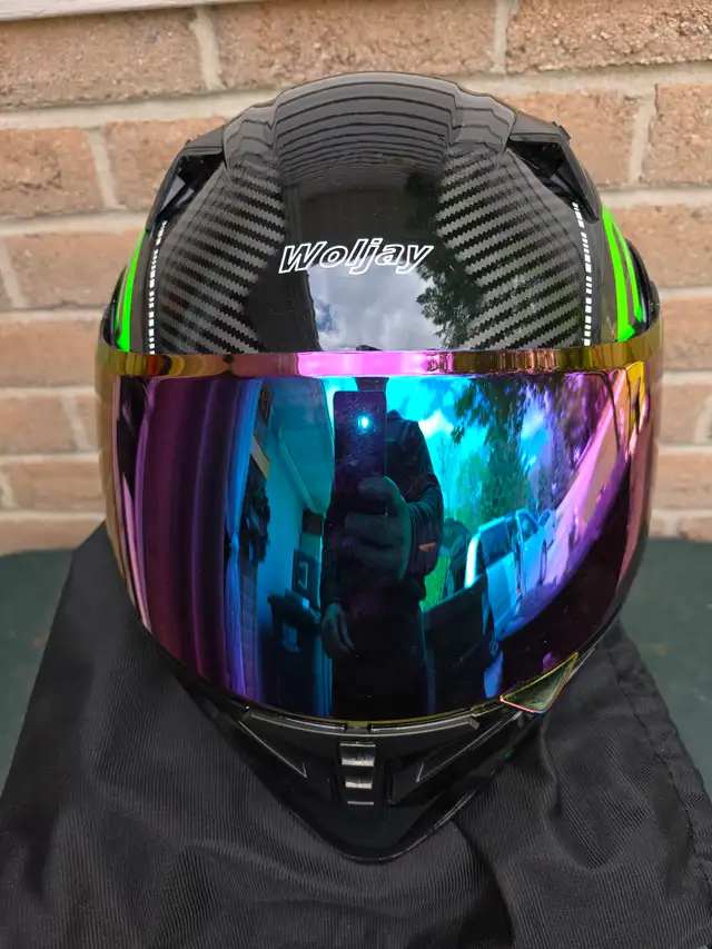 Woljay Full Face Flip Up Motorcycle Modular Helmet Iridium Visor - Photo 8