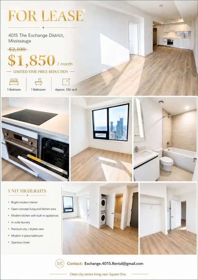 1 Bedroom Condo Apartment Mississauga - Photo 2