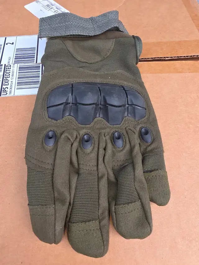 Military Green Motorcycle Riding Gloves - Photo 2
