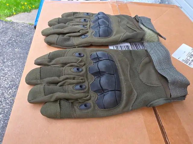 Military Green Motorcycle Riding Gloves - Photo 4