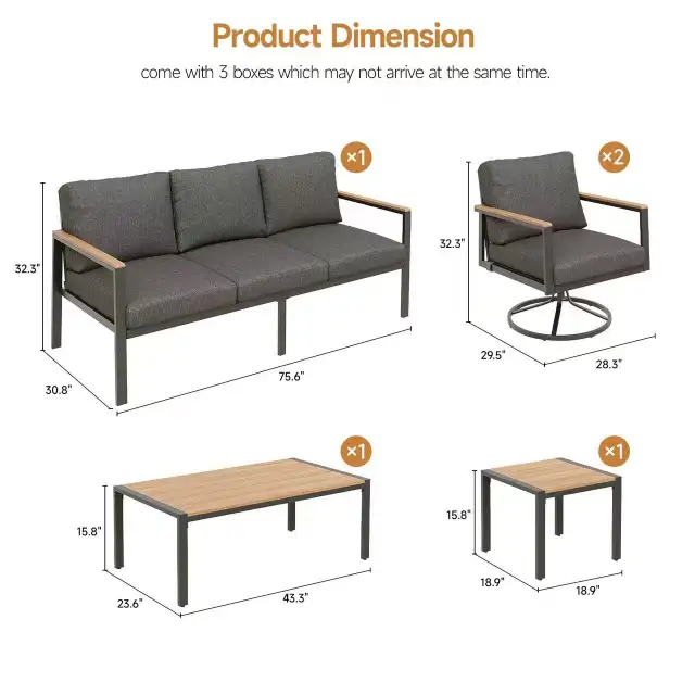 Brand New 5Pcs Patio Furniture Set Swivel Roker Chairs $999 - Photo 7