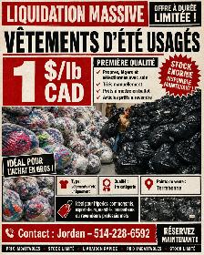 LIQUIDATION — Vetements ete 1$/lb — Stock dispo cette semaine