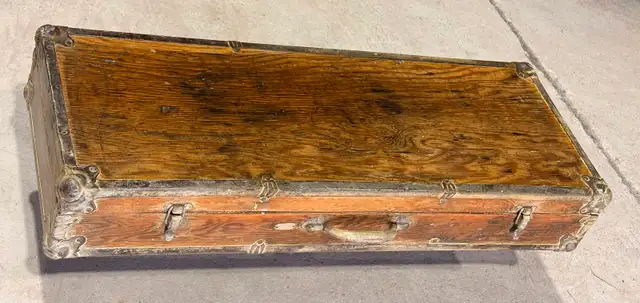 Vintage Wooden Tool Box/Storage Trunk (w Ornate Metal Hardware) - Photo 2