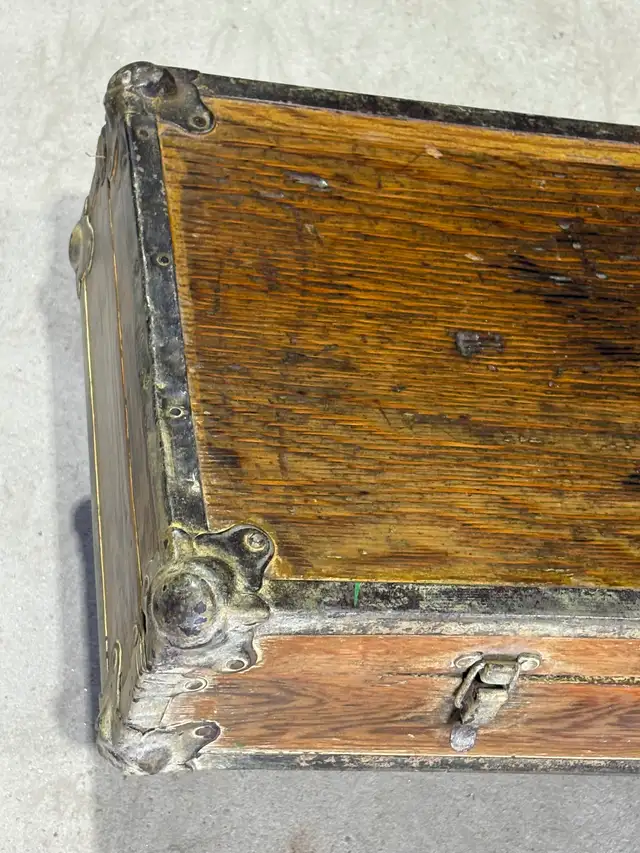 Vintage Wooden Tool Box/Storage Trunk (w Ornate Metal Hardware) - Photo 3