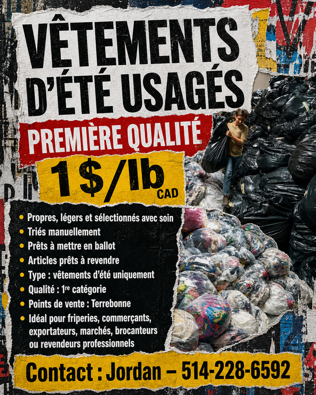 Vetements ete 1$/lb — Livraison Rive-Nord (Laval, Repentigny, Ma