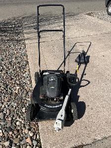 gas lawn mower and trimmer