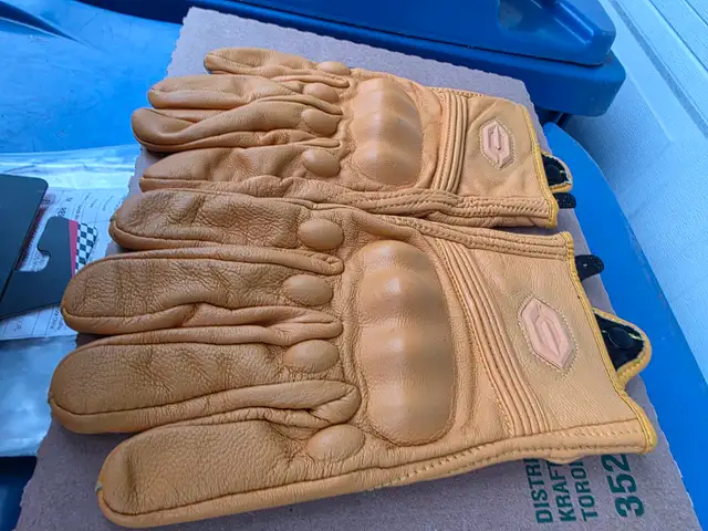 Ride Guard Elite Ironride Motorcycle Leather Short Tan Gloves - Photo 5