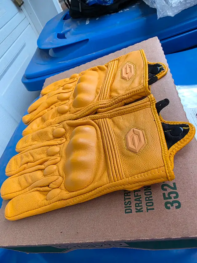 Ride Guard Elite Ironride Motorcycle Leather Short Tan Gloves - Photo 8