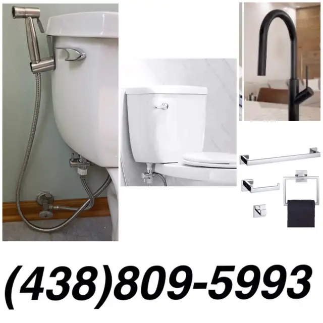 installation de toilette,robinet,frigidaire à glace!