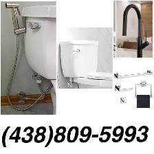 installation de toilette,robinet,frigidaire à glace!