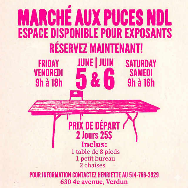 Espace disponible pour exposants marché aux puces