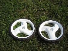 2 - 11 1/2 inch lawnmower wheels, used