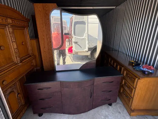 Free delivery used Curved Dresser with Mirror - Photo 2