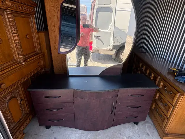 Free delivery used Curved Dresser with Mirror - Photo 4