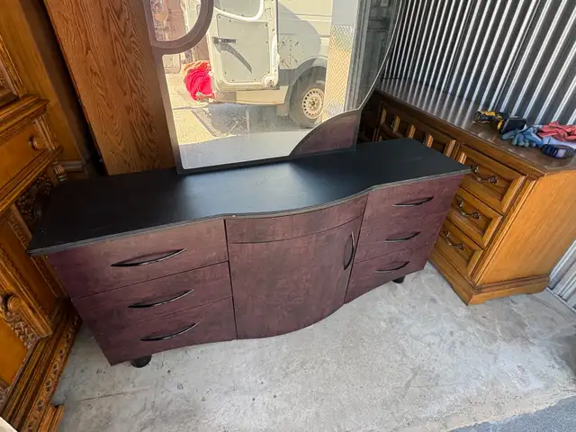 Free delivery used Curved Dresser with Mirror - Photo 5