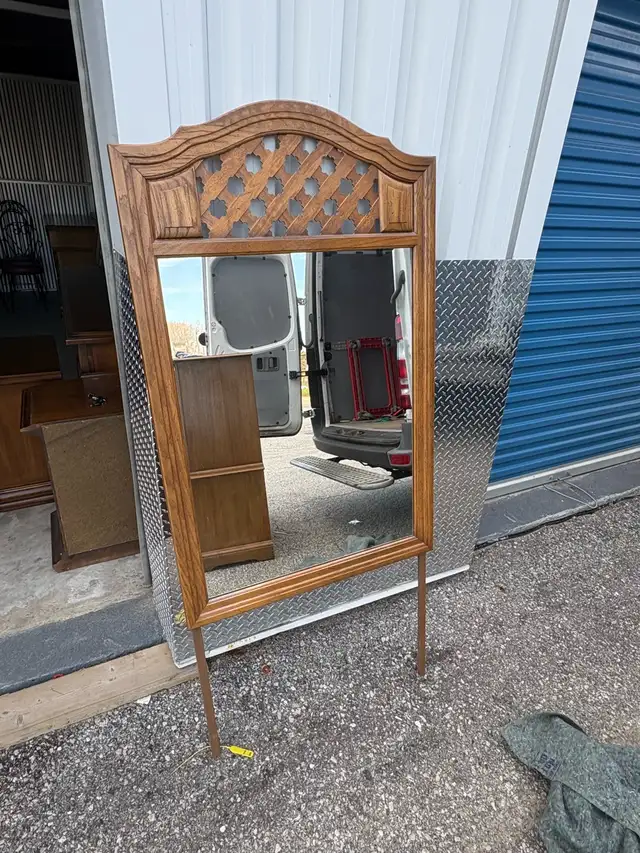 Free delivery used Vintage Wooden Arched Mirror - Photo 2