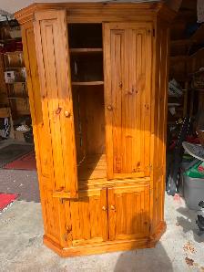 Free beautiful pine corner entertainment tv cupboard