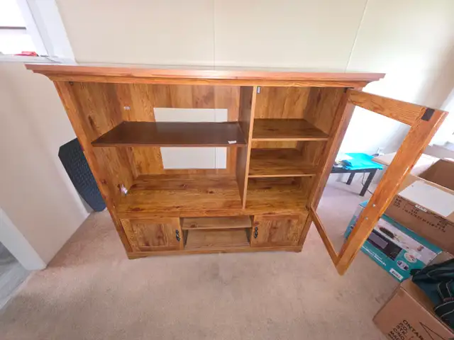 Entertainment Unit TV Stand Stereo Component Cabinet W 1 Drawer - Photo 3