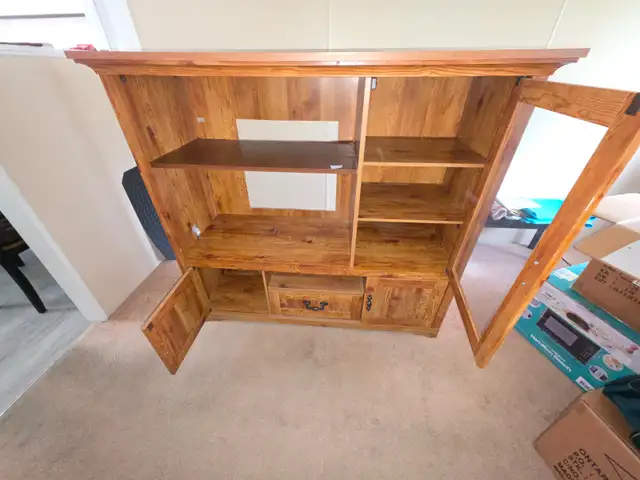 Entertainment Unit TV Stand Stereo Component Cabinet W 1 Drawer - Photo 5