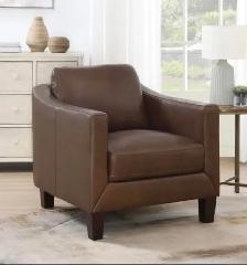 Brown leather accent chairs set of 2 - Photo 4