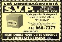DÉMÉNAGEUR & AIDE DÉMÉNAGEUR 418-666-7377